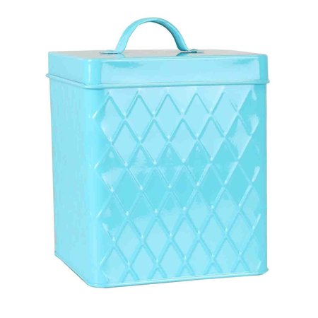 HOME BASICS Trellis Collection Small Tin Canister, Turquoise CS47382